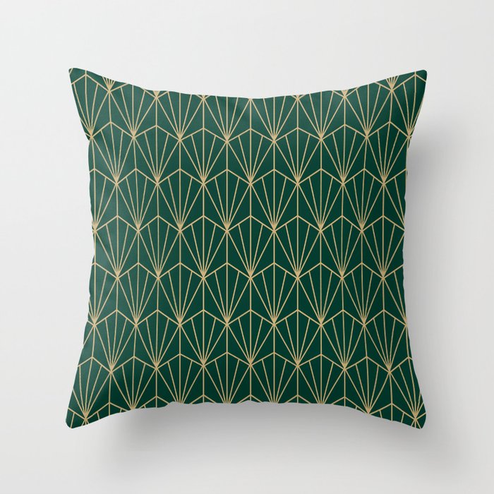 Art Deco Vector in Green and Gold Throw Pillow Gallery Image 6