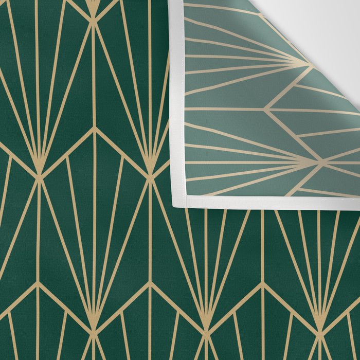 Art Deco Vector in Green and Gold Wall Tapestry Gallery Image 3