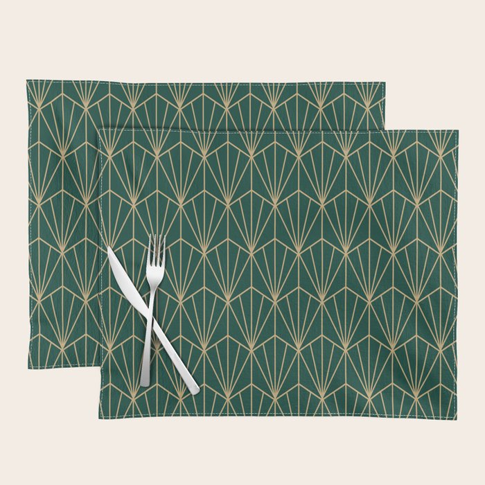 Art Deco Vector in Green and Gold Placemat Gallery Image 1