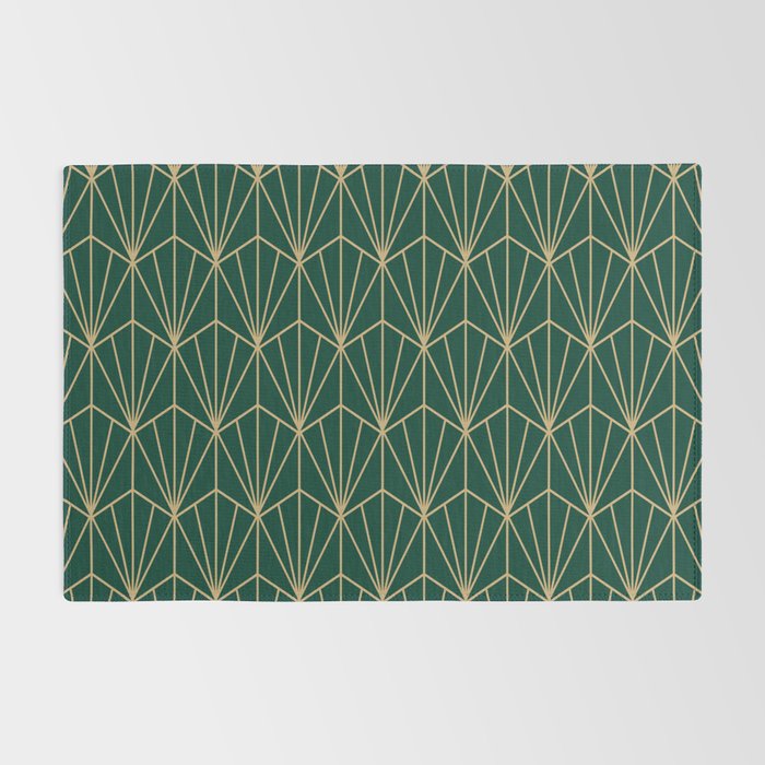 Art Deco Vector in Green and Gold Rug Gallery Image 2