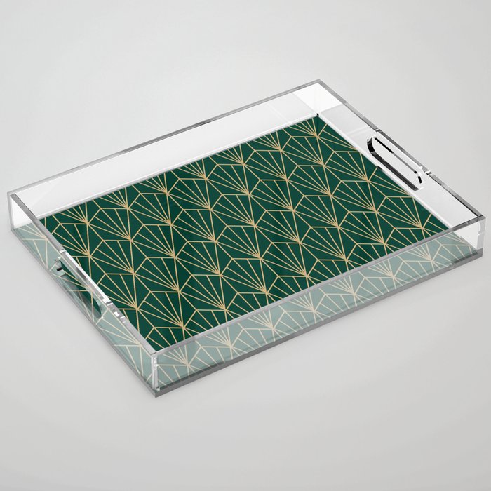 Art Deco Vector in Green and Gold Acrylic Tray Gallery Image 1