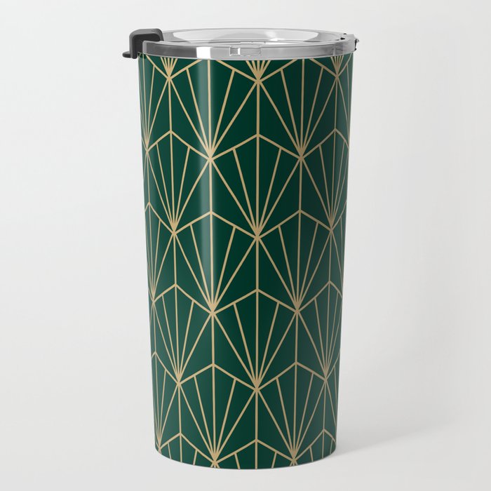 Art Deco Vector in Green and Gold Travel Mug Gallery Image 3
