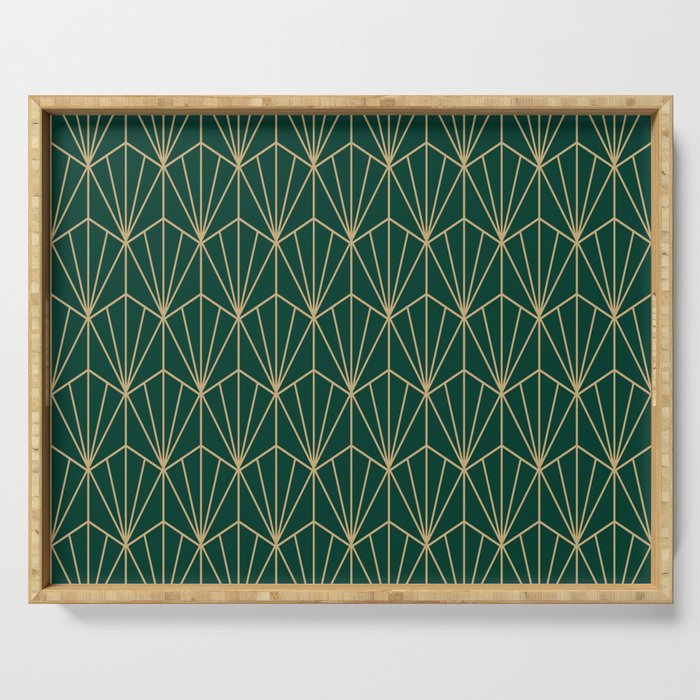 Art Deco Vector in Green and Gold Serving Tray Gallery Image 1