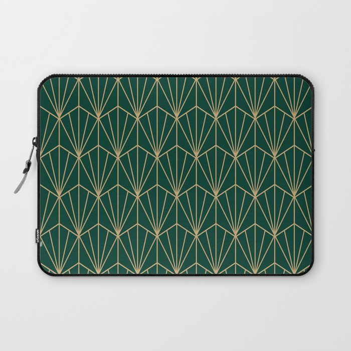 Art Deco Vector in Green and Gold Laptop Sleeve Gallery Image 1