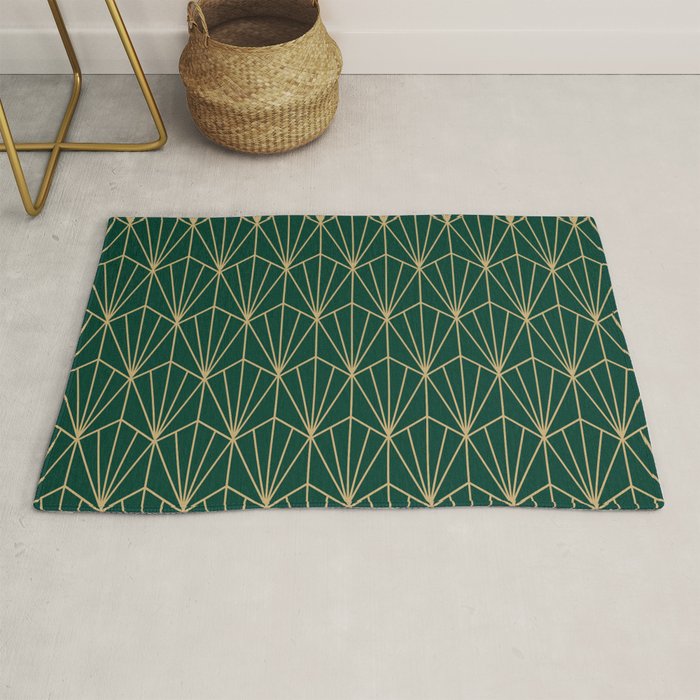 Art Deco Vector in Green and Gold Rug Gallery Image 1