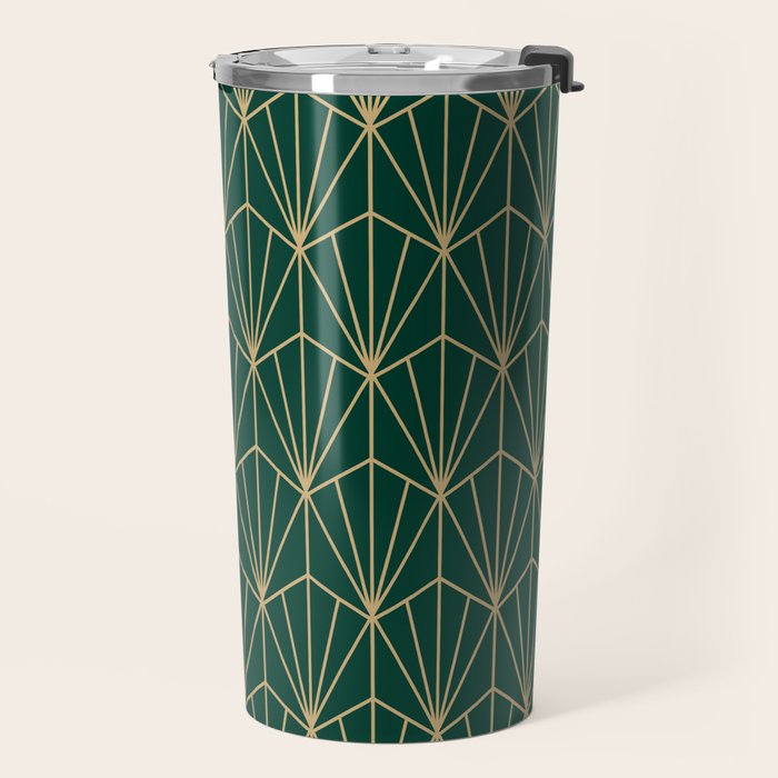 Art Deco Vector in Green and Gold Travel Mug Gallery Image 2
