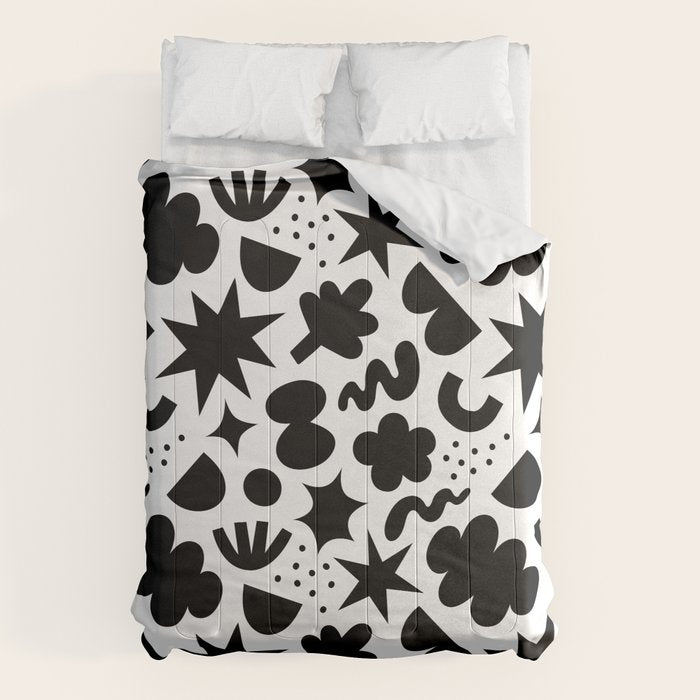 Abstract black and white organic shape pattern Comforter Gallery Image 1