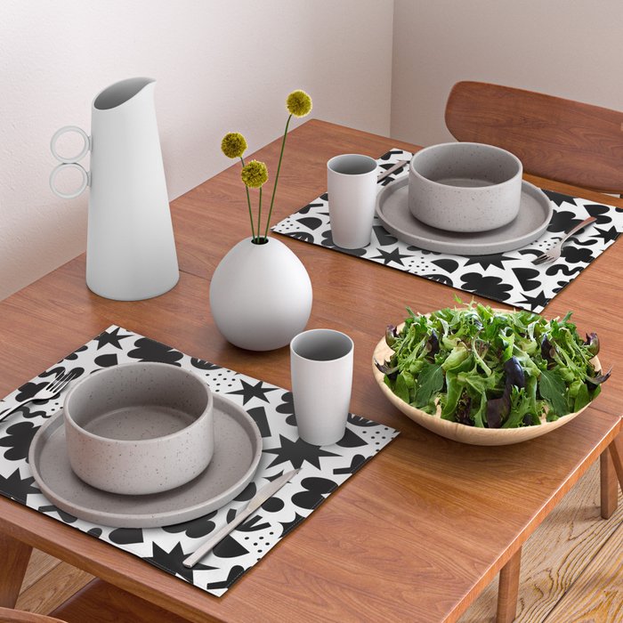 Abstract black and white organic shape pattern Placemat Gallery Image 2