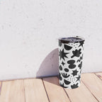 Abstract black and white organic shape pattern Travel Mug Gallery Image 4