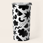 Abstract black and white organic shape pattern Travel Mug Gallery Image 2