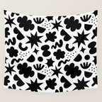 Abstract black and white organic shape pattern Wall Tapestry Gallery Image 4