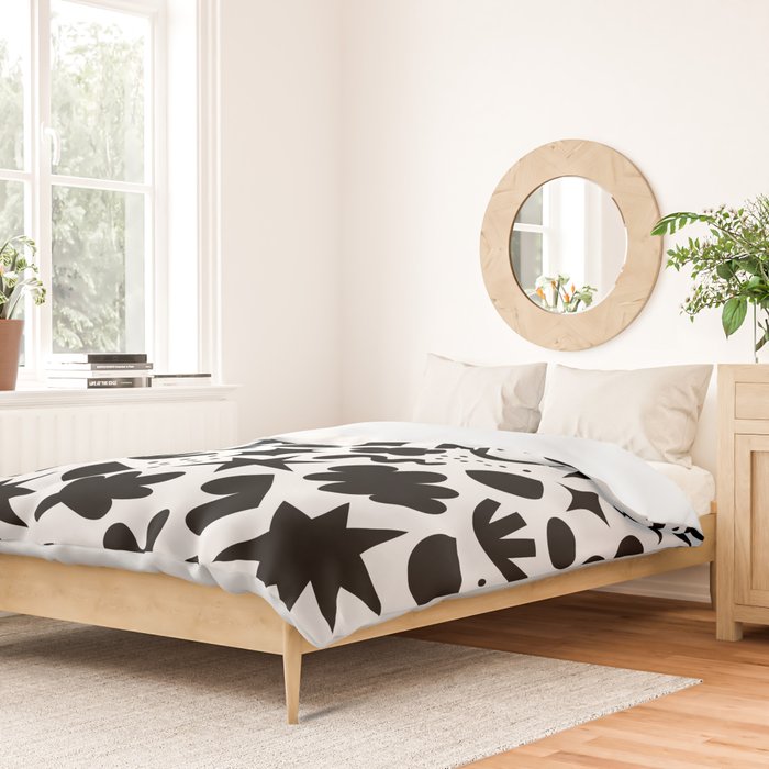 Abstract black and white organic shape pattern Duvet Cover Gallery Image 2