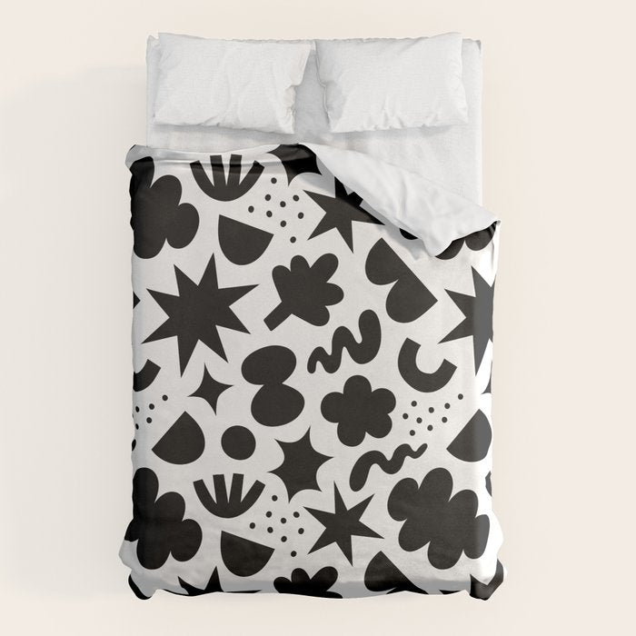 Abstract black and white organic shape pattern Duvet Cover Gallery Image 6