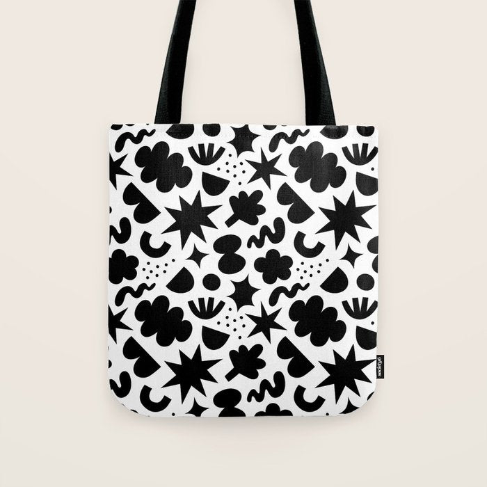 Abstract black and white organic shape pattern Tote Bag Gallery Image 1