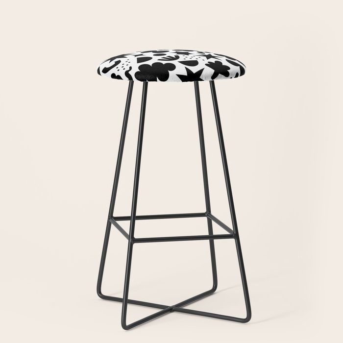 Abstract black and white organic shape pattern Stool Gallery Image 1