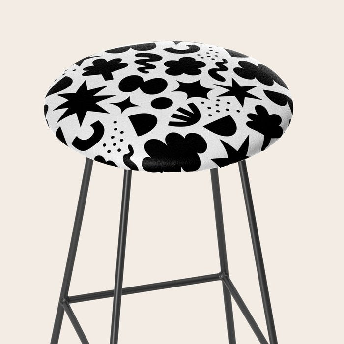Abstract black and white organic shape pattern Stool Gallery Image 2