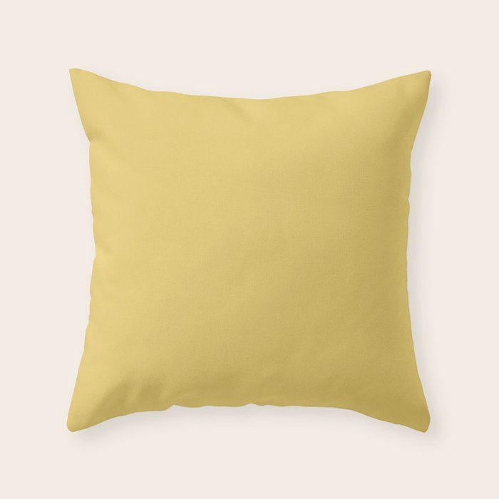 Muted Mustard Yellow Solid Colour Throw Pillow Gallery Image 1