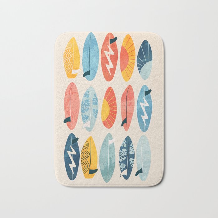 Surfboard white  Bath Mat