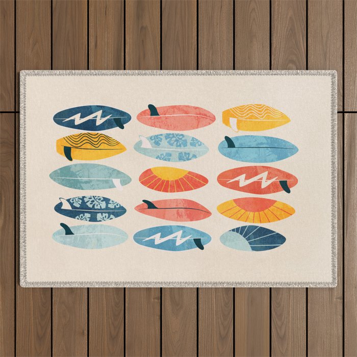 Surfboard white  Outdoor Rug Gallery Image 1