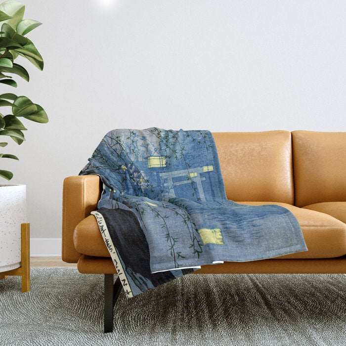 Shinobazu Pond Kasamatsu Shiro Throw Blanket Gallery Image 1