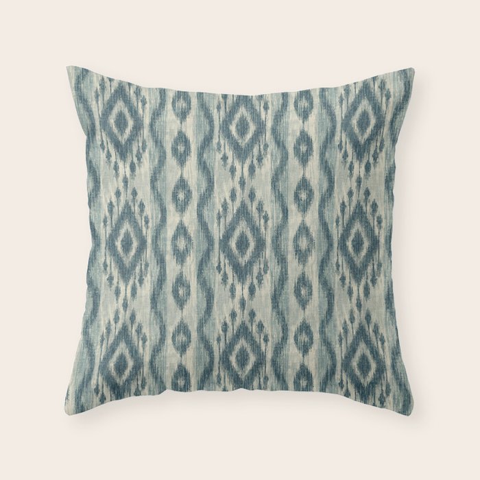 Coastal Ikat Stripe - weathered blue Throw Pillow Gallery Image 1