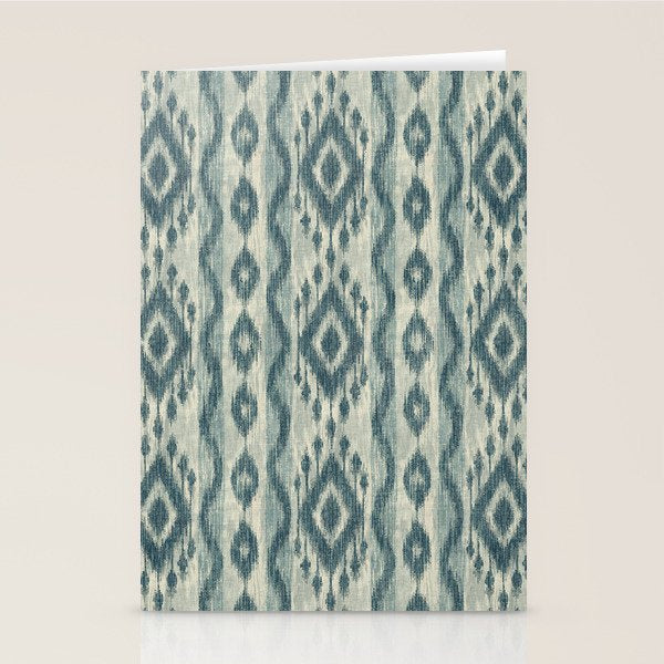Coastal Ikat Stripe - weathered blue Stationery Card Gallery Image 1