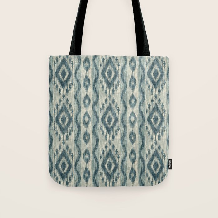 Coastal Ikat Stripe - weathered blue Tote Bag Gallery Image 1