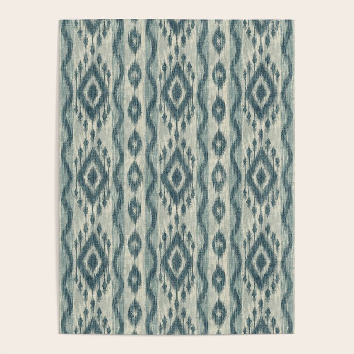 Coastal Ikat Stripe - weathered blue Poster Gallery Image 4