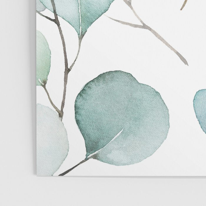 Watercolor Eucalyptus branches, botanical art, green blue leaves Poster Gallery Image 3