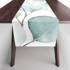 Watercolor Eucalyptus branches, botanical art, green blue leaves Table Runner Gallery Image 1