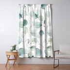 Watercolor Eucalyptus branches, botanical art, green blue leaves Window Curtain Gallery Image 5
