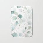 Watercolor Eucalyptus branches, botanical art, green blue leaves Bath Mat Gallery Image 1