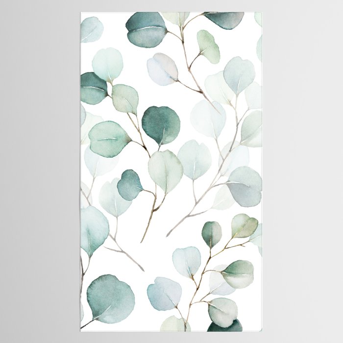 Watercolor Eucalyptus branches, botanical art, green blue leaves Tablecloth Gallery Image 2