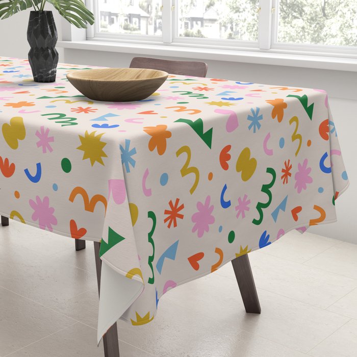 Fun colorful abstract organic shape art pattern Tablecloth Gallery Image 3