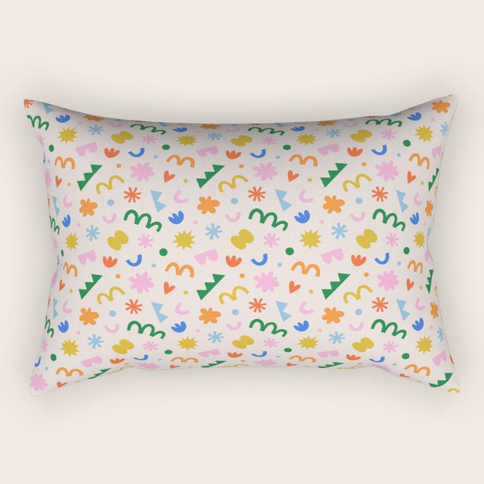 Fun colorful abstract organic shape art pattern Rectangular Pillow Gallery Image 1