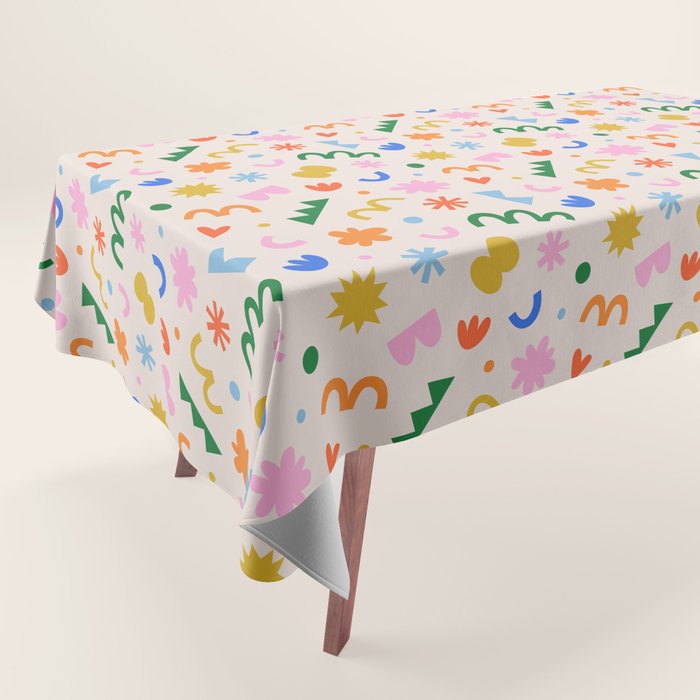 Fun colorful abstract organic shape art pattern Tablecloth Gallery Image 1