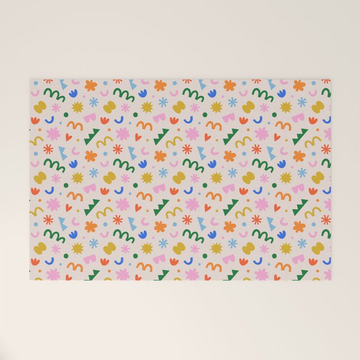 Fun colorful abstract organic shape art pattern Welcome Mat Gallery Image 1