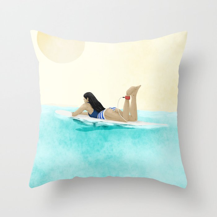 Wait for your perfect wave C Throw Pillow Gallery Image 1