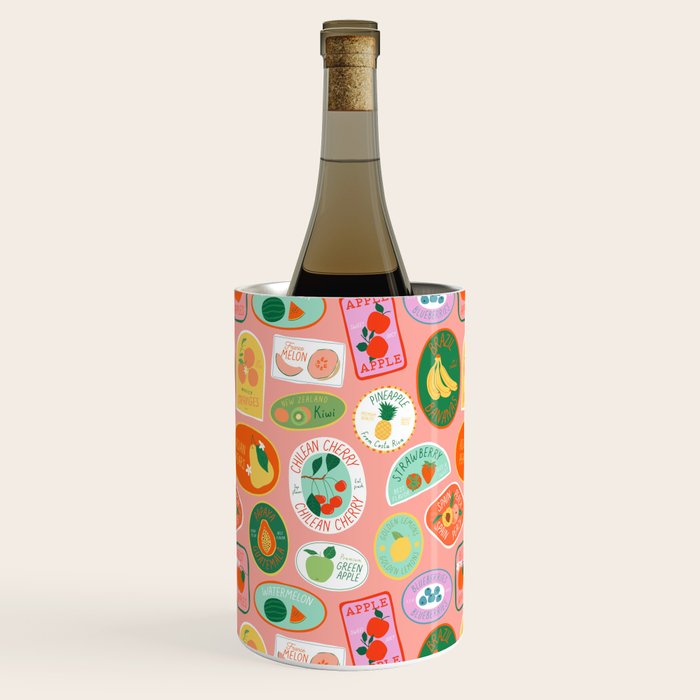 Vintage fruit sticker label cartoon pattern Wine Chiller Gallery Image 3