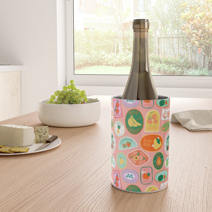 Vintage fruit sticker label cartoon pattern Wine Chiller Gallery Image 4