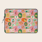 Vintage fruit sticker label cartoon pattern Laptop Sleeve Gallery Image 1