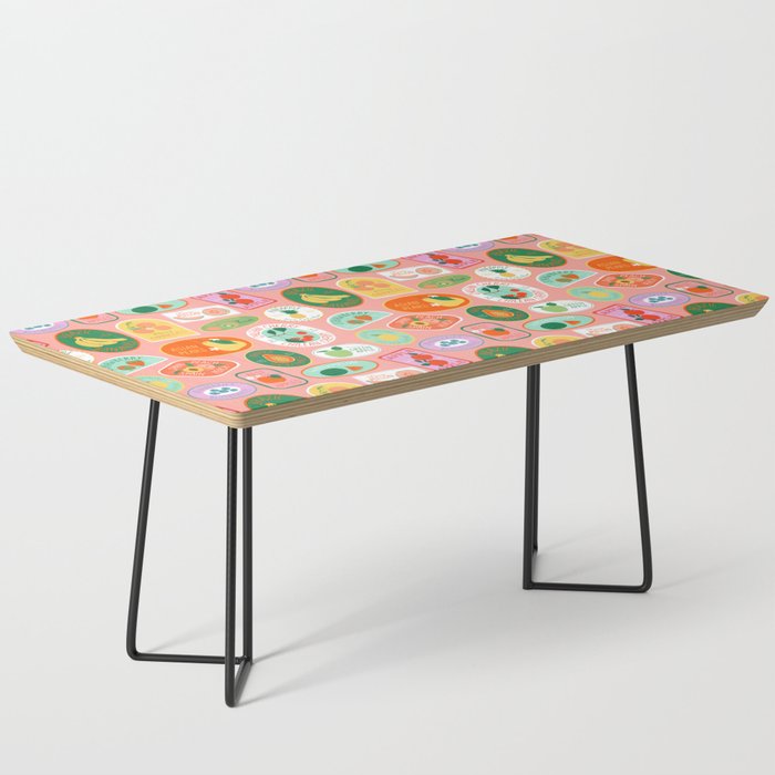Vintage fruit sticker label cartoon pattern Coffee Table Gallery Image 1