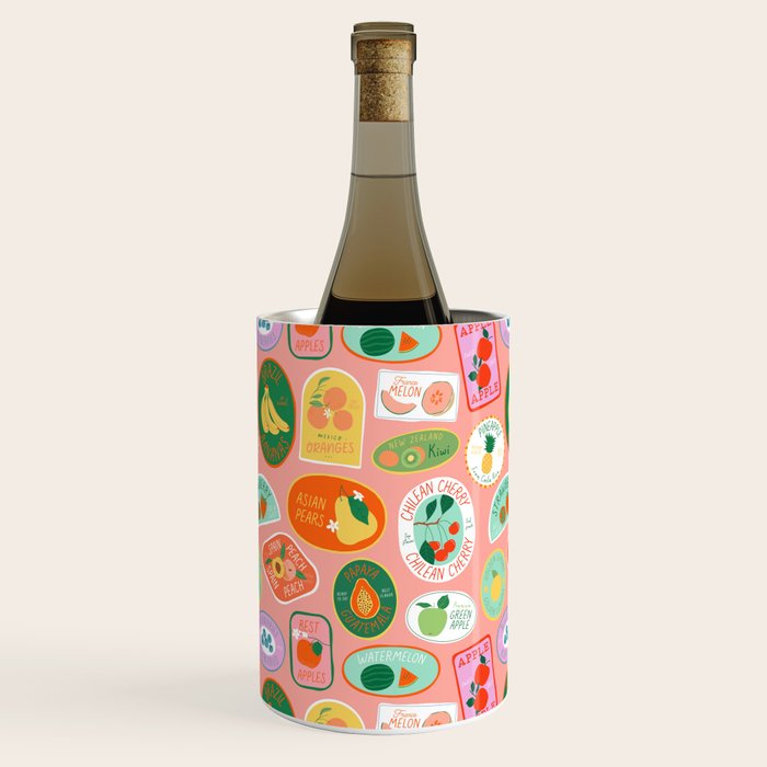 Vintage fruit sticker label cartoon pattern Wine Chiller Gallery Image 2