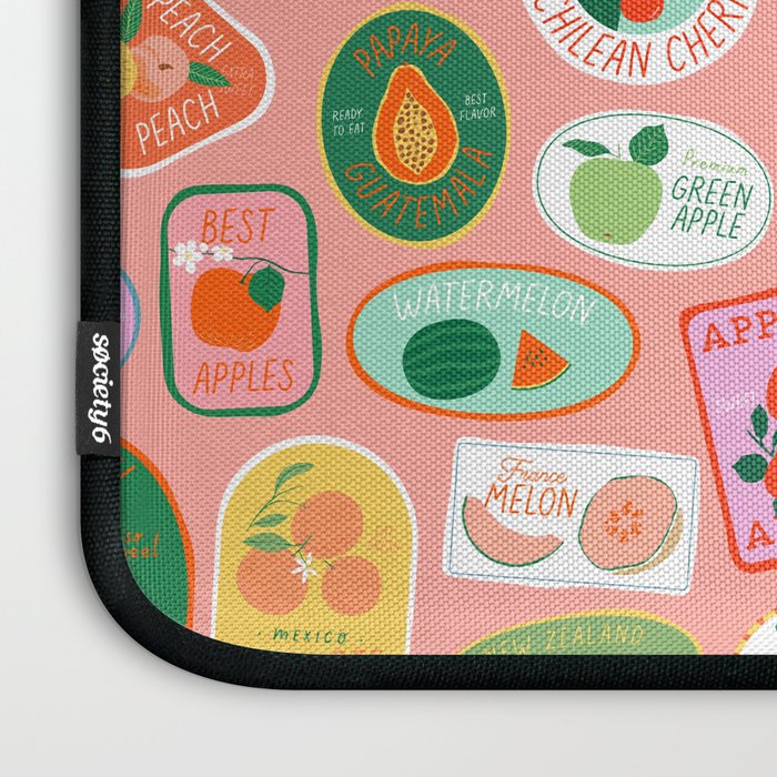 Vintage fruit sticker label cartoon pattern Laptop Sleeve Gallery Image 3