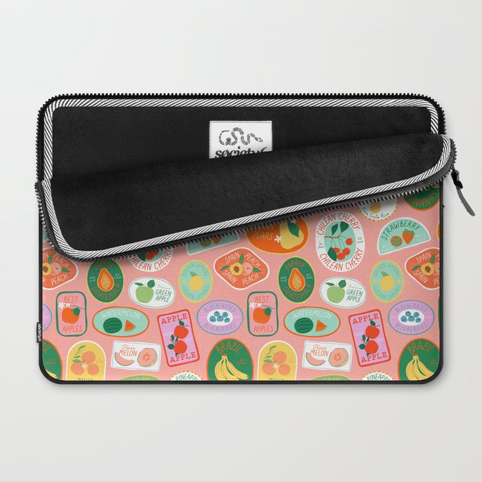 Vintage fruit sticker label cartoon pattern Laptop Sleeve Gallery Image 2