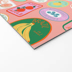 Vintage fruit sticker label cartoon pattern Welcome Mat Gallery Image 2