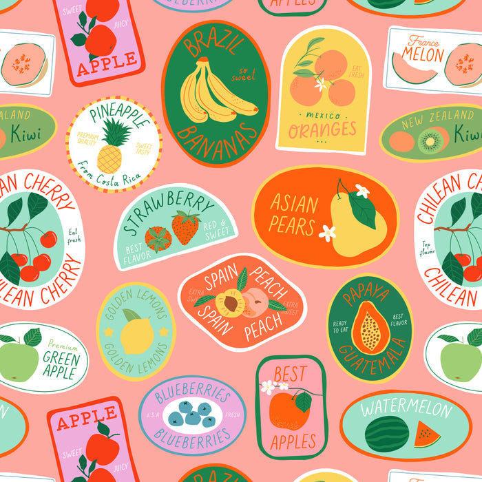 Vintage fruit sticker label cartoon pattern Coffee Mug Gallery Image 2