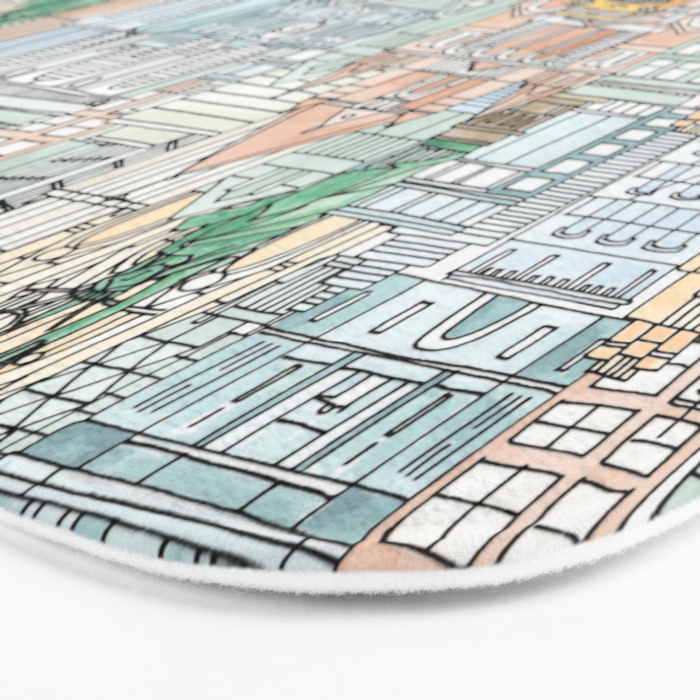 New York watercolor Bath Mat Gallery Image 3