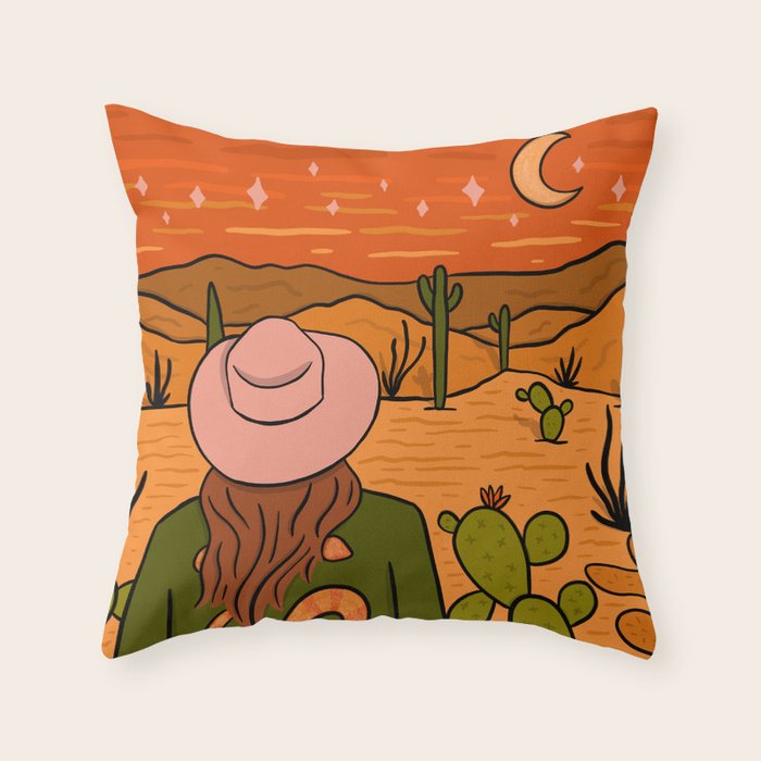 Desert Girl Throw Pillow Gallery Image 1