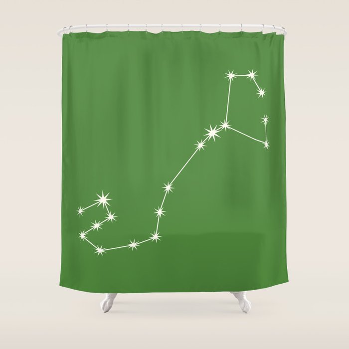 Scorpio Zodiac Star Constellation Line Art Kelly Green Shower Curtain Gallery Image 1
